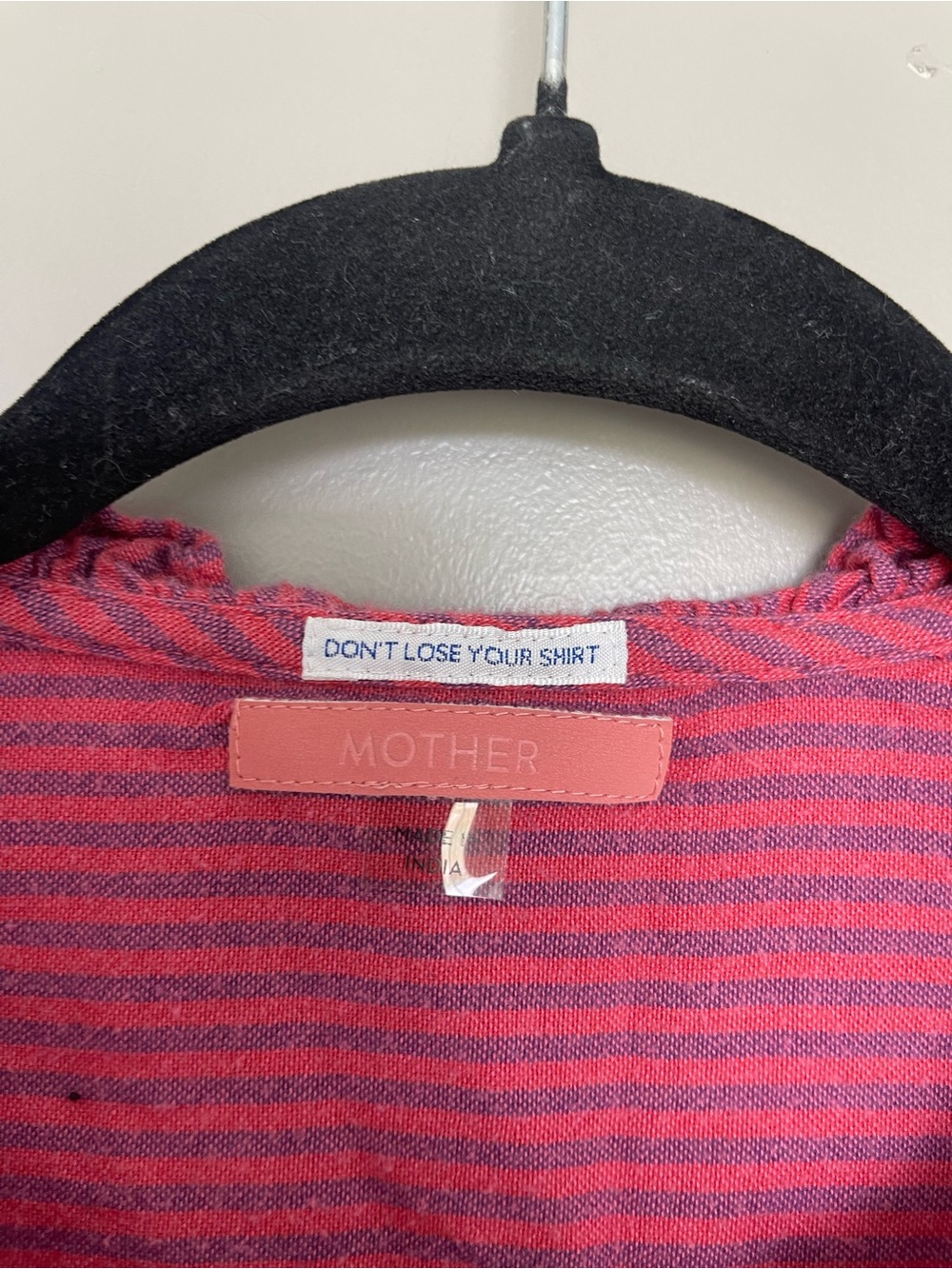 MOTHER Striped Button-Front Ruffle Blouse - Picture 4 of 6